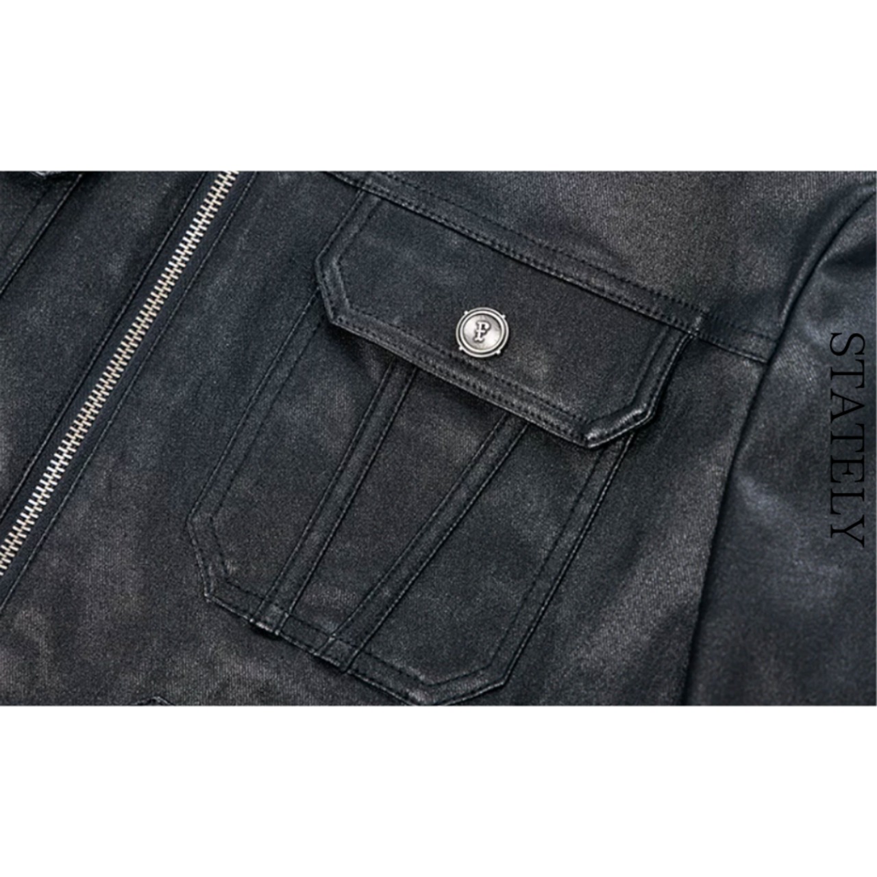 Black PU Leather マルチポケットジャケット_O76・画像11