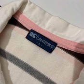 Canterbury カンタベリー ボーダー柄 長袖 ラガーシャツ L /ラグビー/レディース/ピンク系