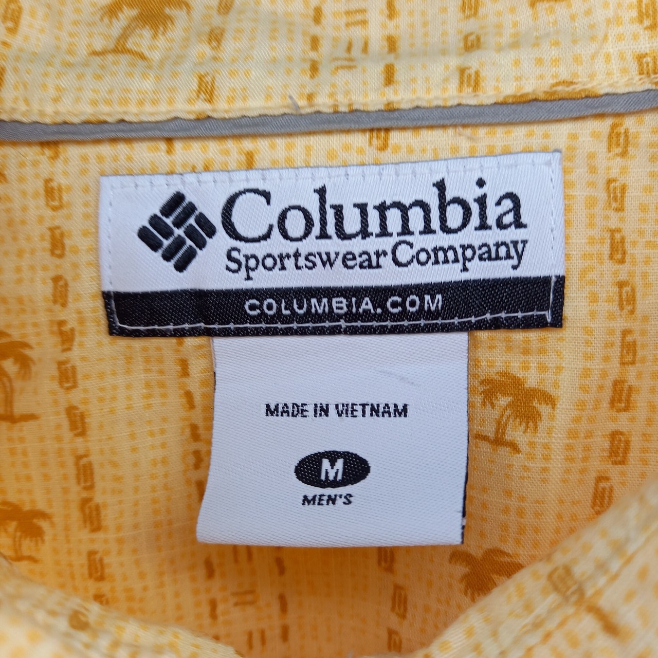 コロンビア　アロハシャツ　総柄　ヤシの木　ボックスシルエット　オレンジ　M