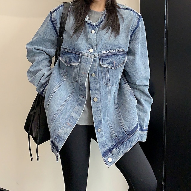 ウォッシュドダメージルーズデニムジャケット［M-XXL］