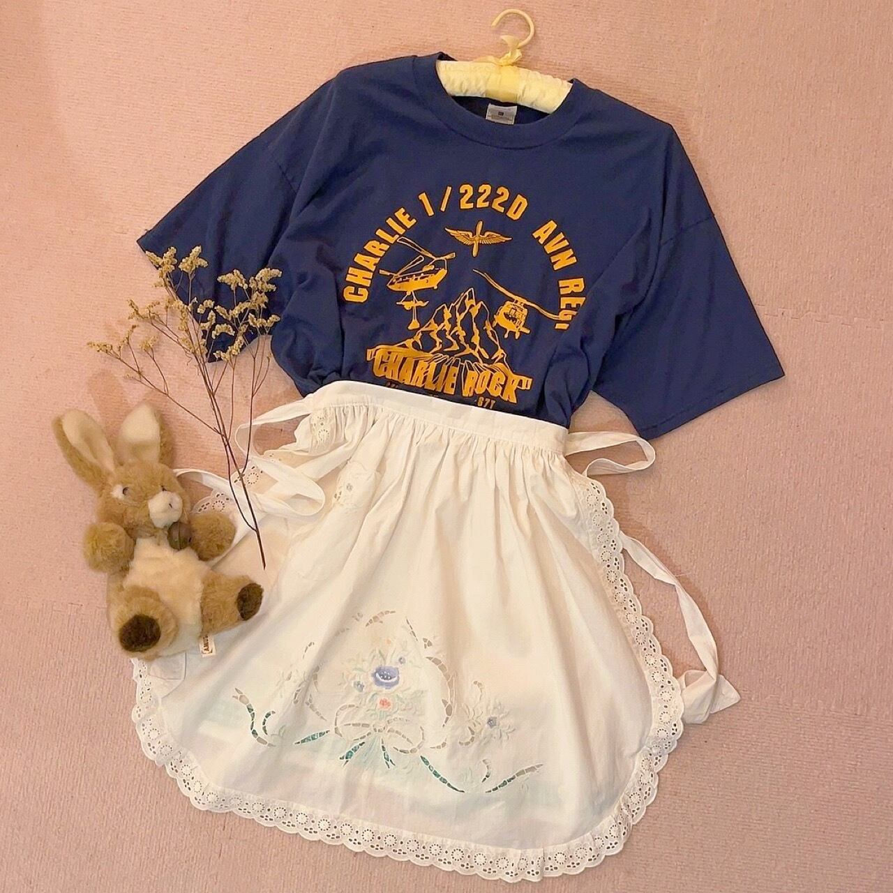 remake : white flower apron mini skirt