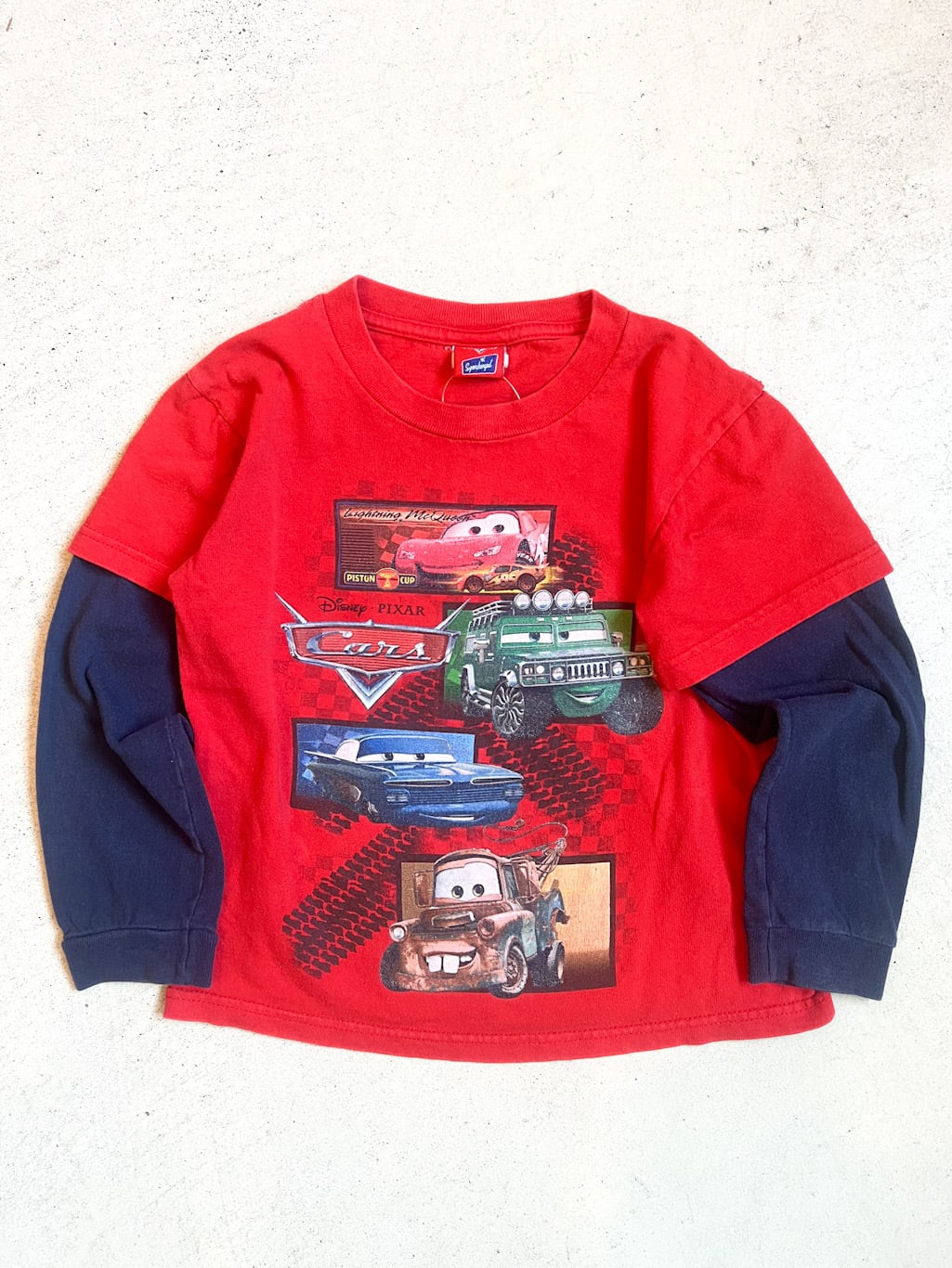 【115cm】USED カーズ 重ね着風 長袖Tシャツ【10052】