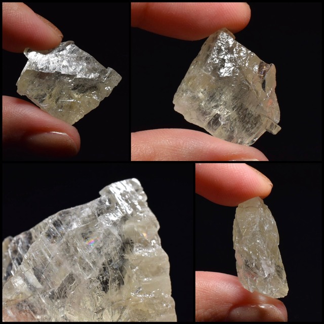 希少石　ヒデナイト（グリーンクンツァイト）原石　３個セット　ブラジル産　HDN05