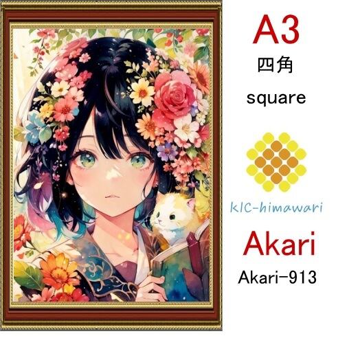 【国内製造】A3サイズ  四角ビーズ【akari-913】ダイヤモンドアート
