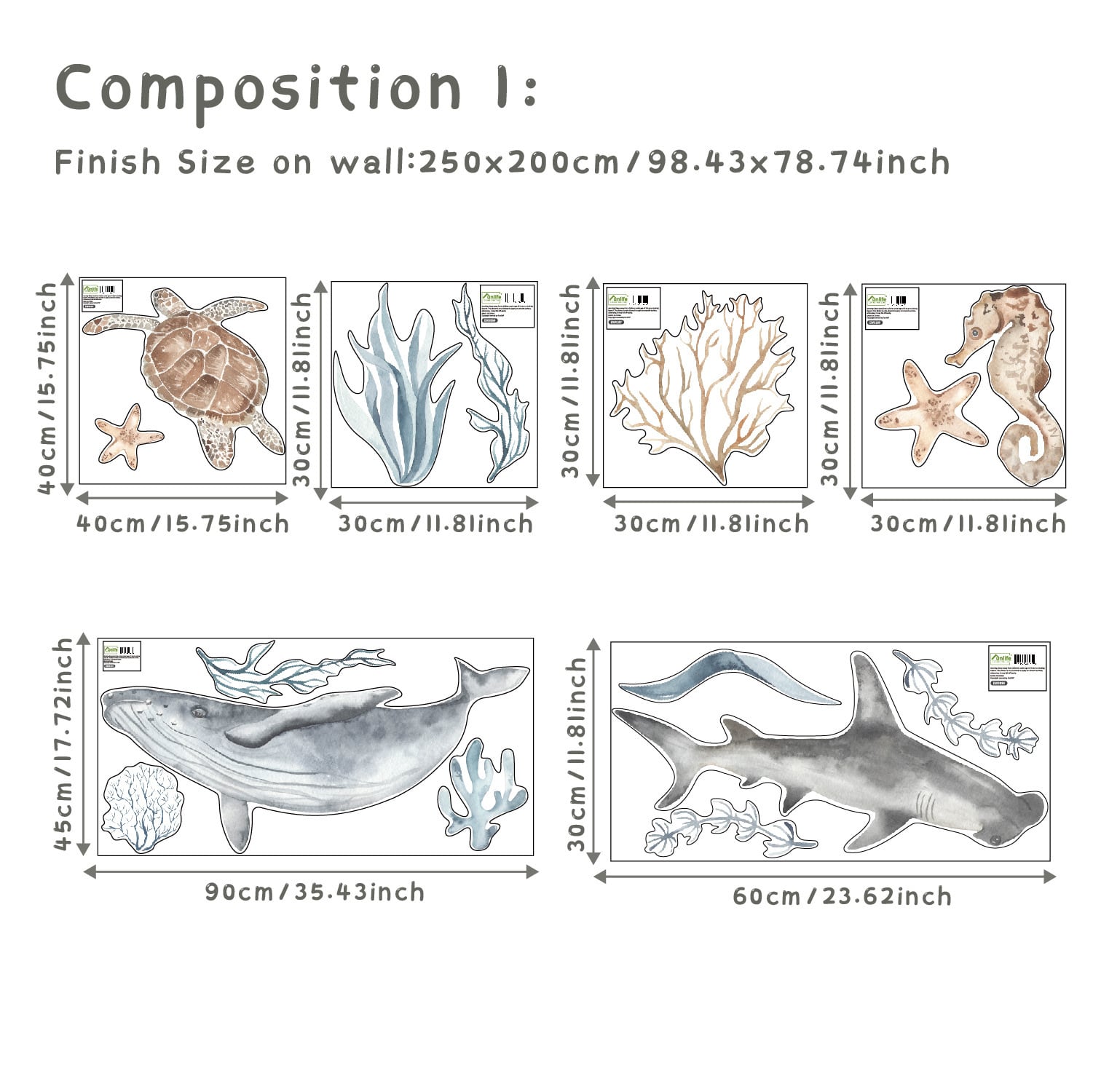 クジラとサンゴの刺繍タペストリー クジラとサンゴの刺繍タペストリー