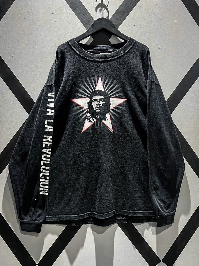 【X VINTAGE】"Ernesto Guevara" Print Design Loose L/S T-Shirt