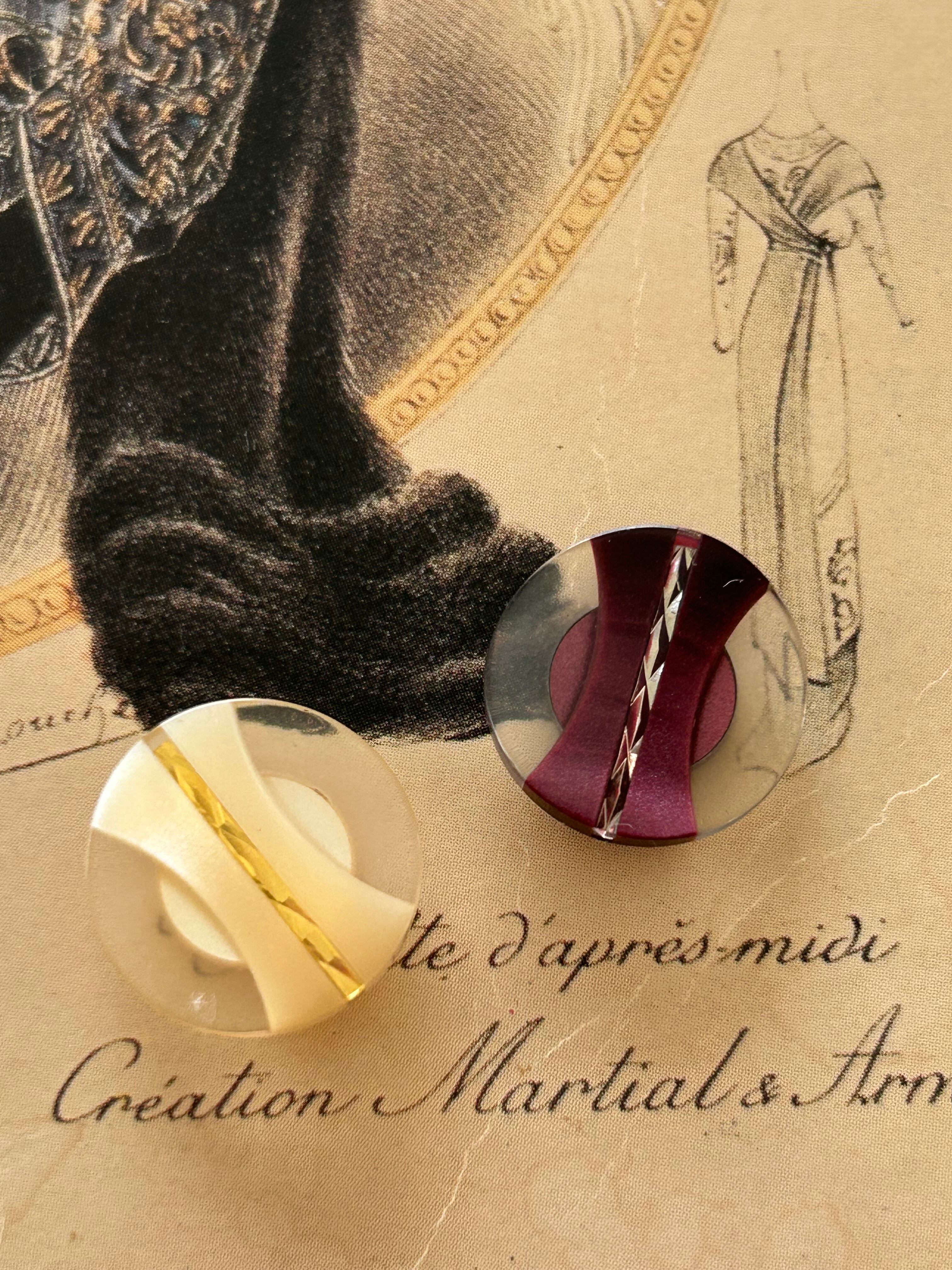 Japanese Vintageボタン レトロボタン 17mm パープル/ベージュ アクセサリーパーツ デコレーション材