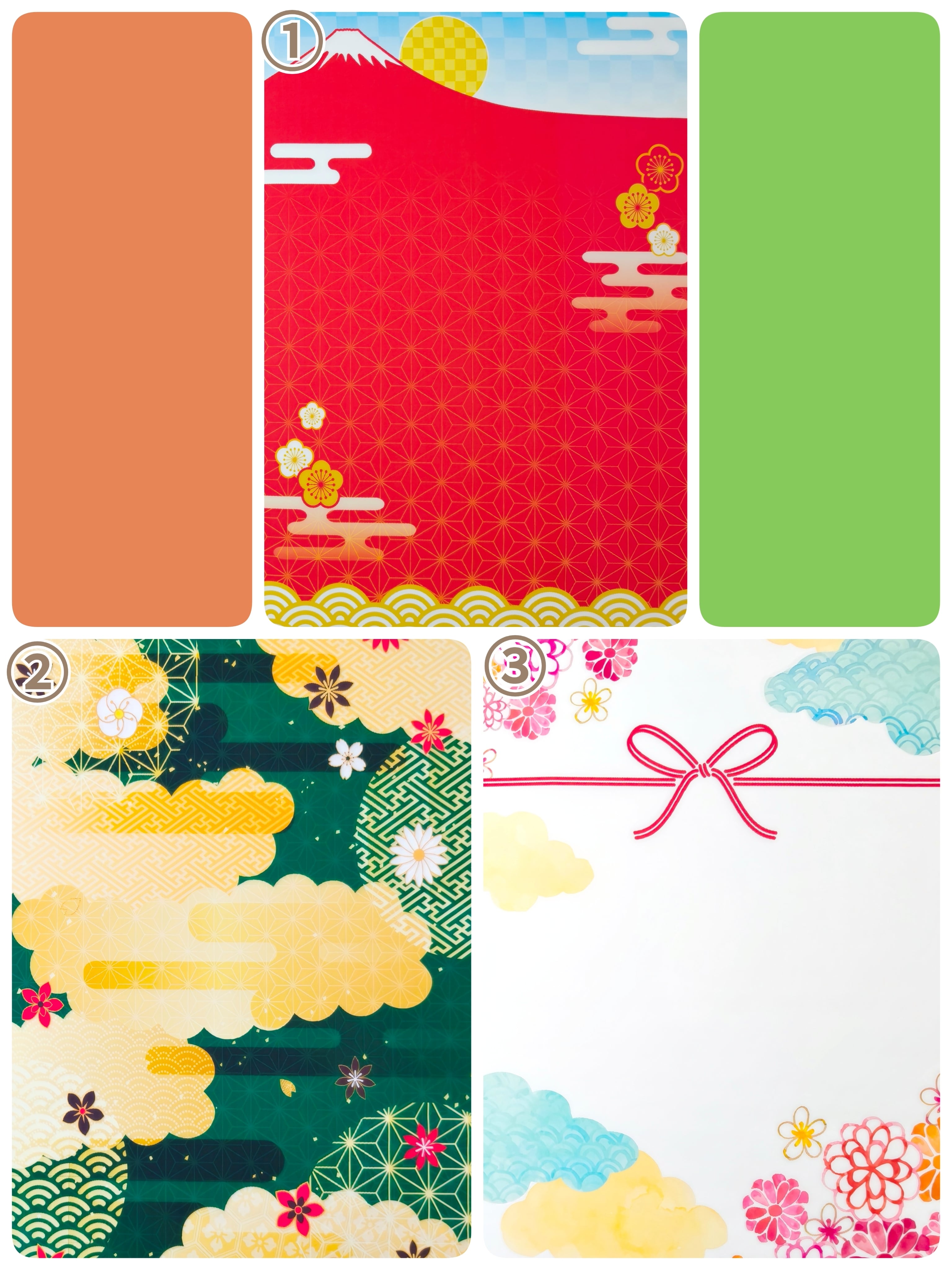 背景布 【 お正月G 】縦長、年賀状、和柄、富士山、梅の花、桜、青海波