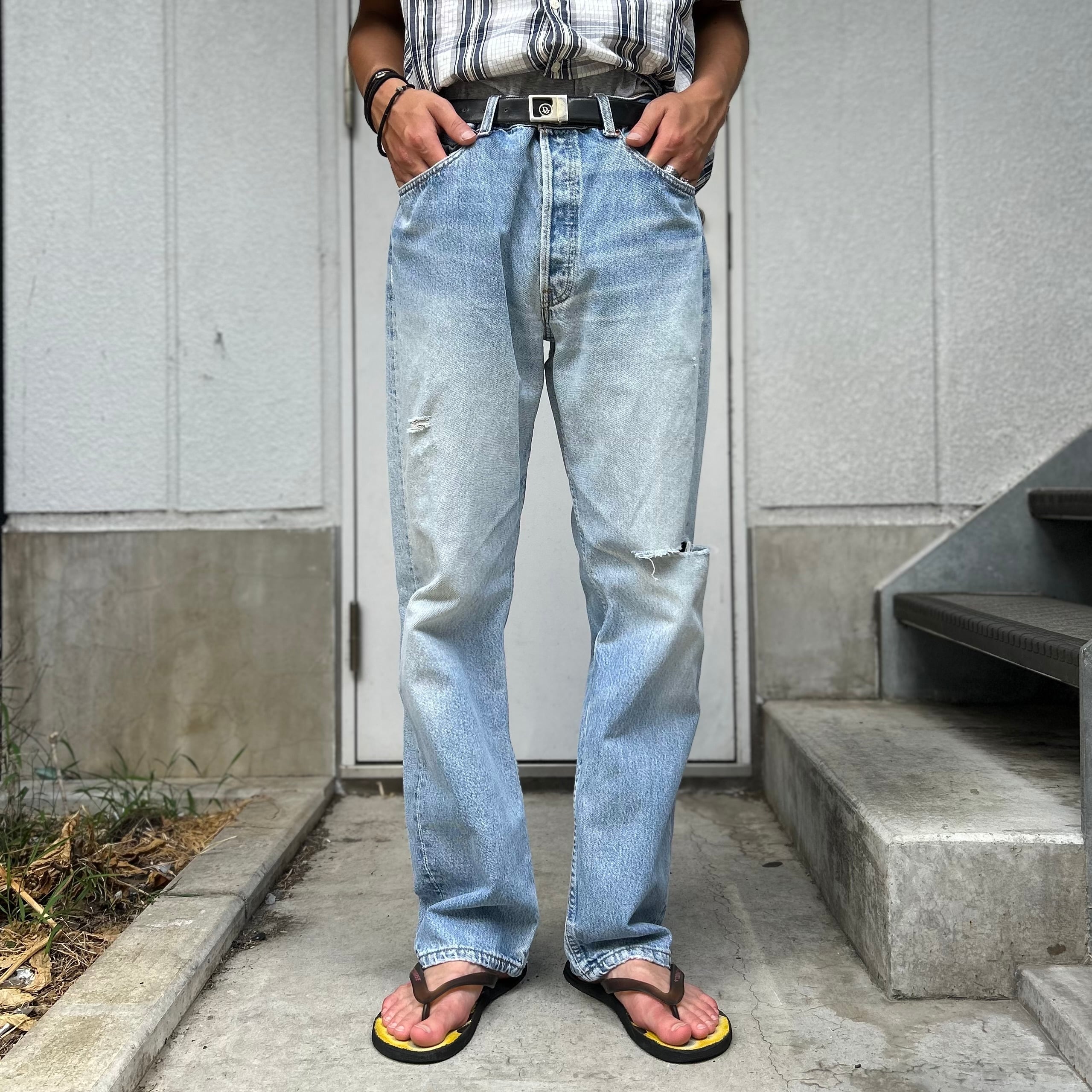 『W34L32』Levi's 501 デニムパンツ ジーパン 雰囲気 ダメージ 青 古着 古着屋 高円寺 ビンテージ a23803