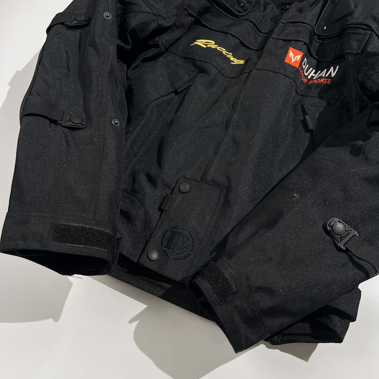 DUHAN ドゥーハン キルティングライナー付 プロテクター入り ライディング ジャケット サイズ L /ブラック系 バイクウェア モータースポーツ