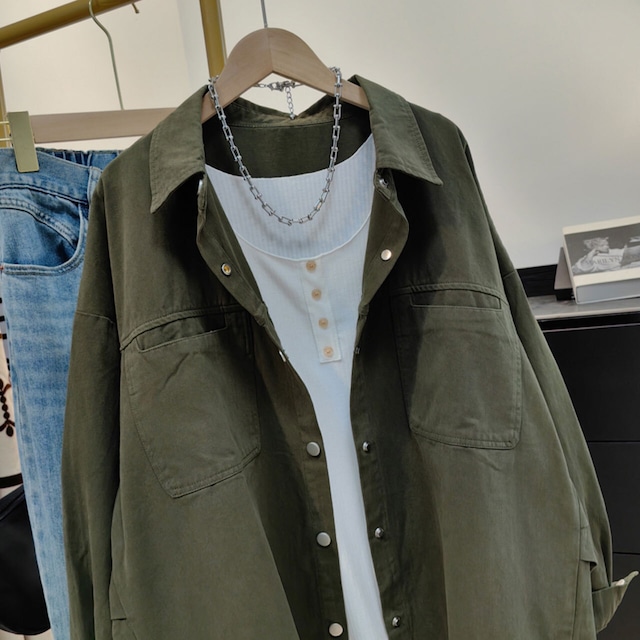 オーバーサイズカーゴシャツ 4col R00165