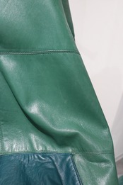 SAXONY green leather hooded half zip jacket