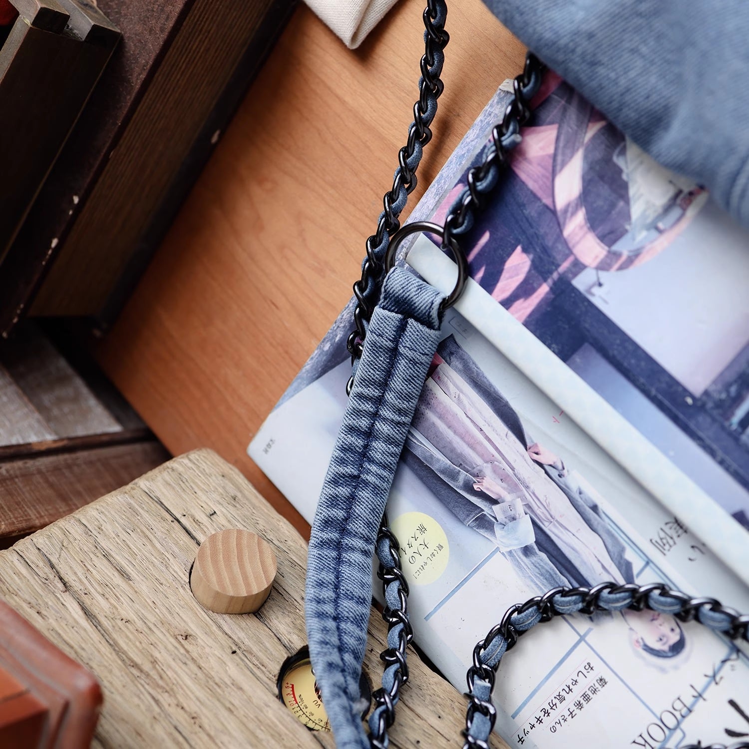 デニムチェーンショルダーバッグ ・6169 | Lehtia - レフティア｜淡色