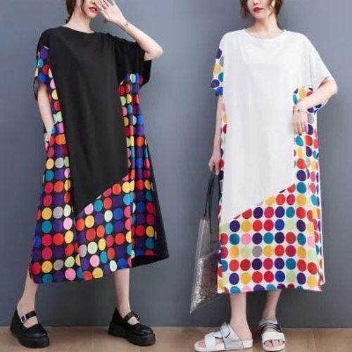 大きいサイズ ワンピース　ドット　水玉　レディース 春夏　 新品 半袖