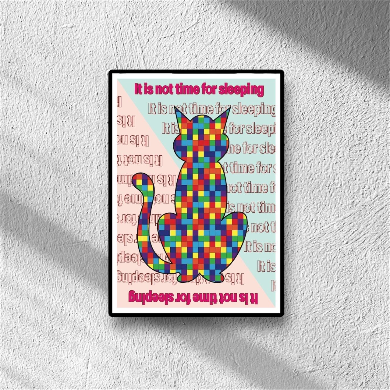 DHD(M)017【フレーム付きインテリアポスターA2 ネコ】