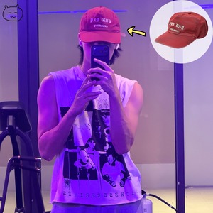 ★ATEEZ ウヨン 着用！【SUNDAY CEREMONY】VINTAGE WASHED 5 PANEL COTTON CAP - RED