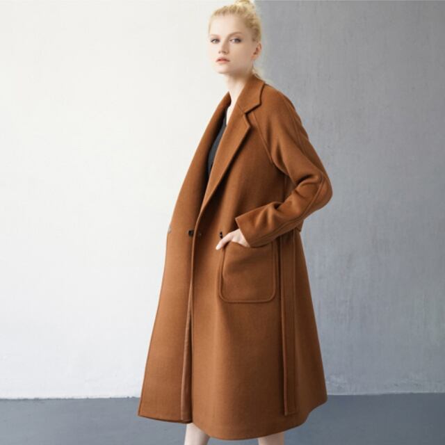 キャメル ロングコート ウエストベルト付き キャメルロングコート ウエストベルト付き - ジャケット・アウター最低