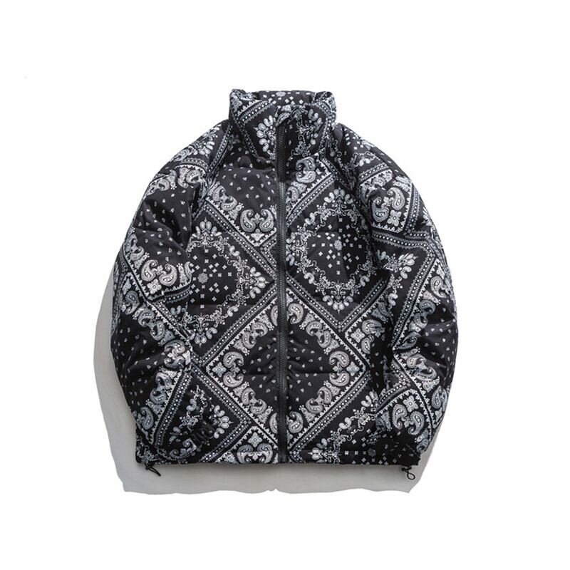 【新作】【送料無料】 Yidaoヴィンテージウィンターカジュアルルースコットンパッド入りコートeseトレンドワイルドスタンドカラーカーディガン厚手フローラルニューコート-アリババ 冬物 花柄 ビンテージ hip6-161171252439163