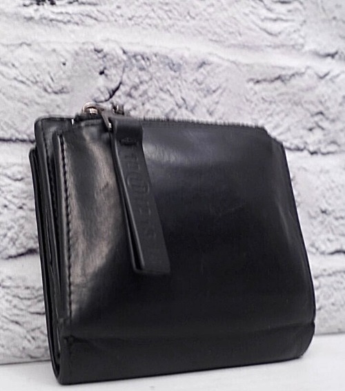 【定番】 Maison Margiela ⑪ メゾンマルジェラ⑪ ユニセックス 4ステッチ 二つ折り ウォレット コンパクト レザー 財布 小銭入れ 札入れ 黒
