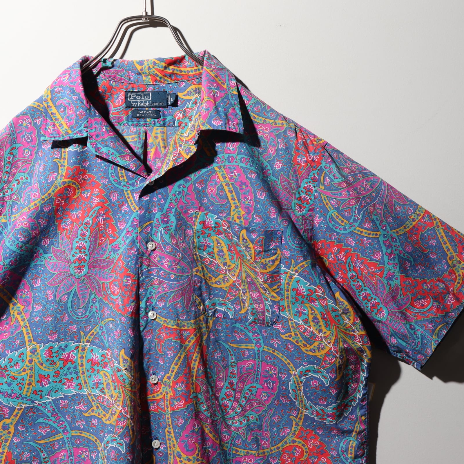 XL Caldwell ポロラルフローレン 半袖開襟アロハシャツ 総柄 草木柄  