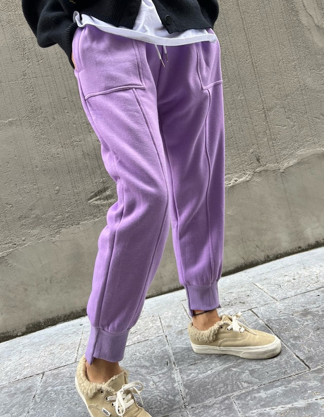 【SALE】裏起毛・irregular rib-hem jogger pants_Purpleのみ