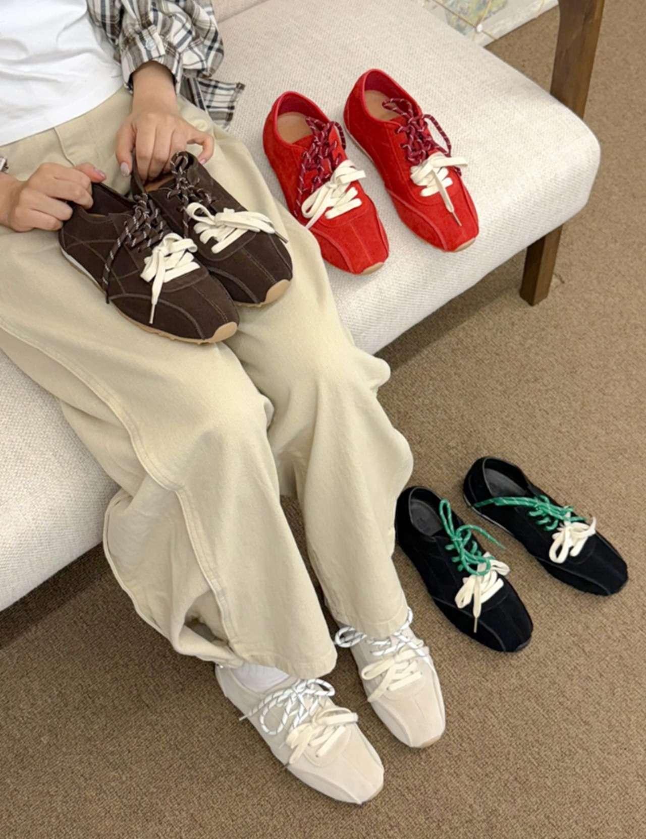 【26ss】牛革100%・String-point Sneakers_4colors