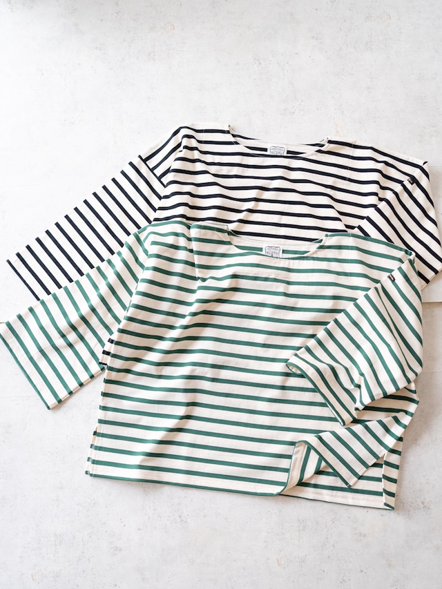 [Cloth&Cross]ボーダーボートネックカットソー