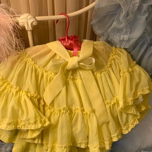 レモンイエローのペチコートスカートとロゼットのセット (200901)