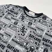 Santa Fe サンタフェ 英字 立体 総柄 半袖Tシャツ サイズ 48 /メンズ/グレー系×ブラック/日本製
