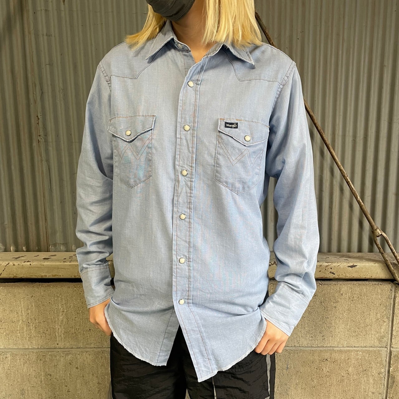 80年代 USA製 Wrangler ラングラー シャンブレーシャツ ウエスタン 