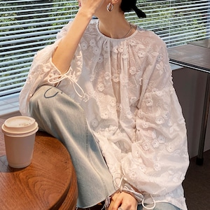 flower lace blouse 12198