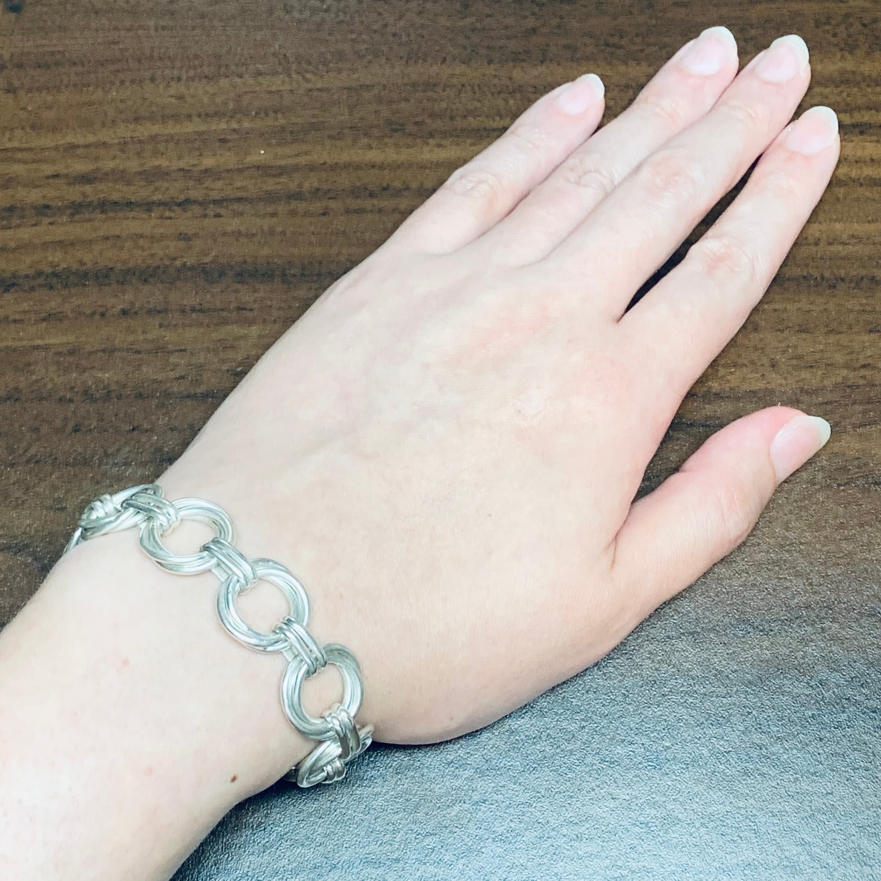 VINTAGE TIFFANY & CO. Double Ring Bracelet Sterling Silver  