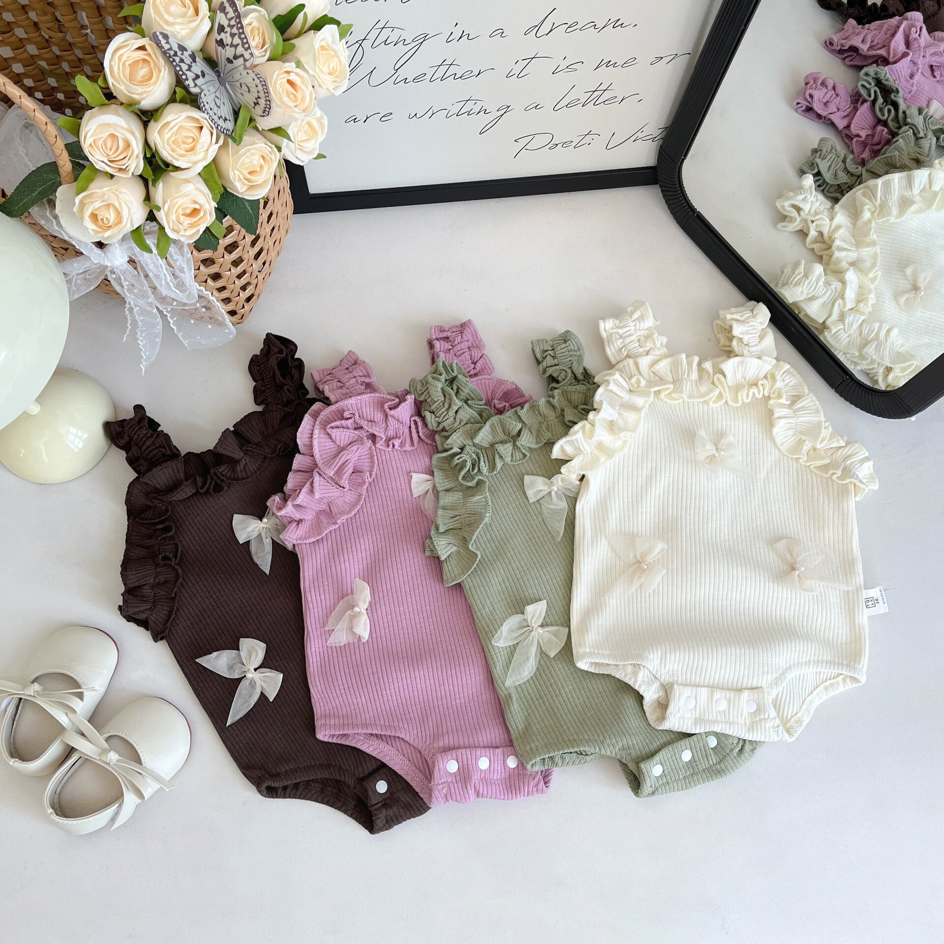 【BABY】2024夏新作 蝶結びロンパース