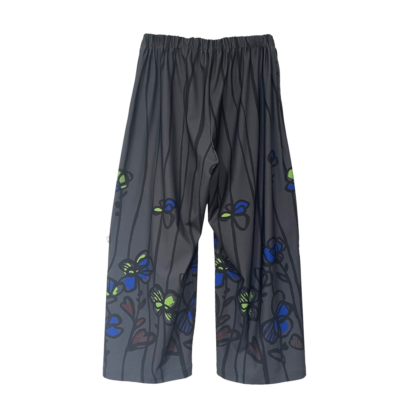 【最新作】ストライプフラワーアンクルワイドパンツ【262-6230】Striped floral ankle wide pants