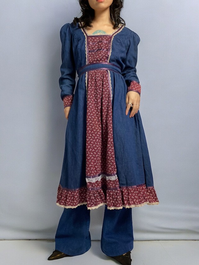80’s “JESSICA MCCINTOCK” Romantic cotton dress Made in U.S.A