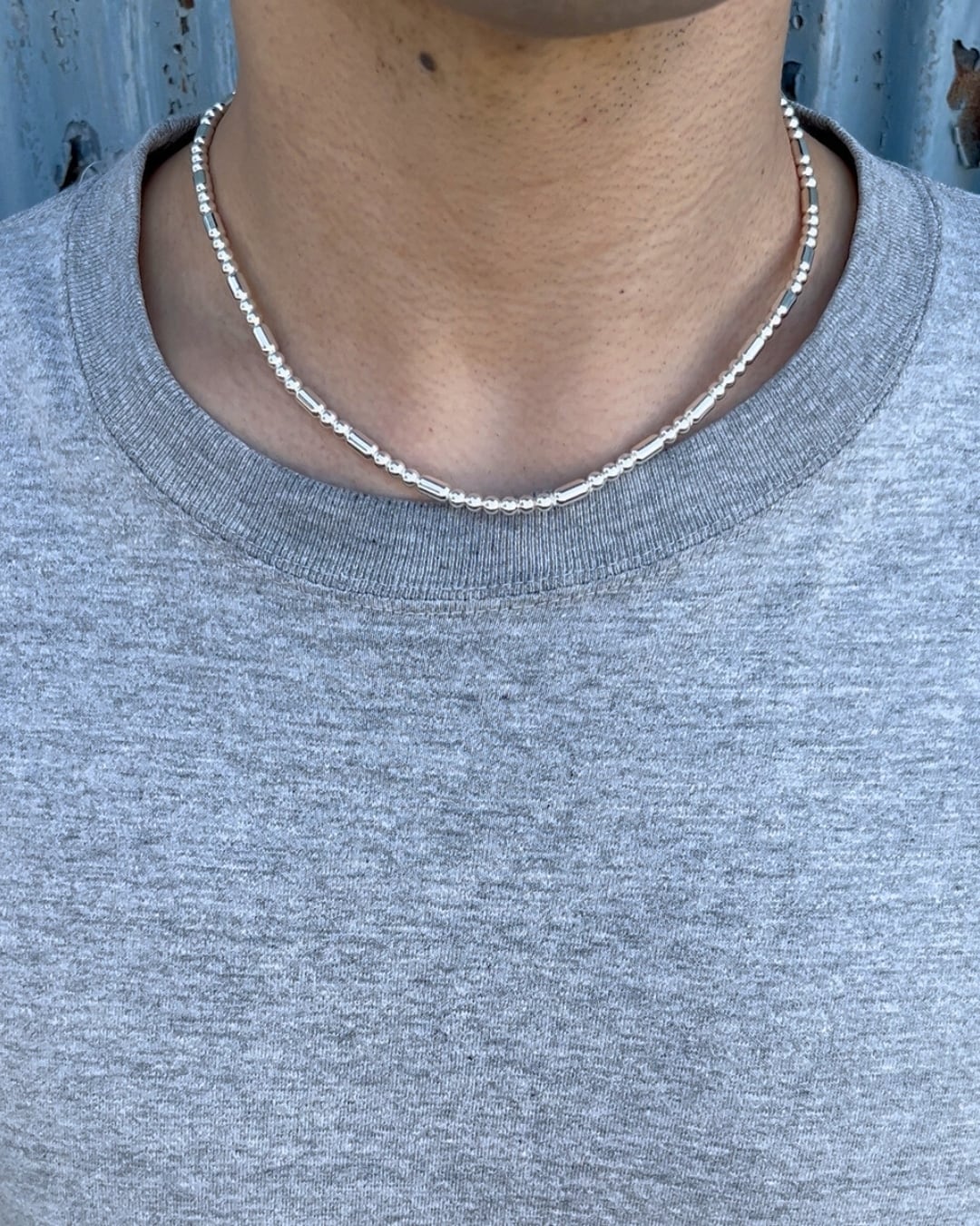 細身シルバービーズ一連