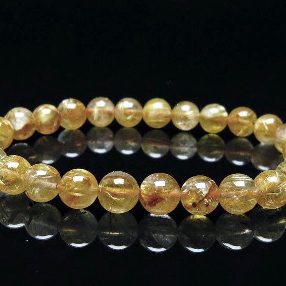 タイチンルチルクォーツ ブレスレット 7mm ルチルクォーツ ブレス 一点物  111-41736