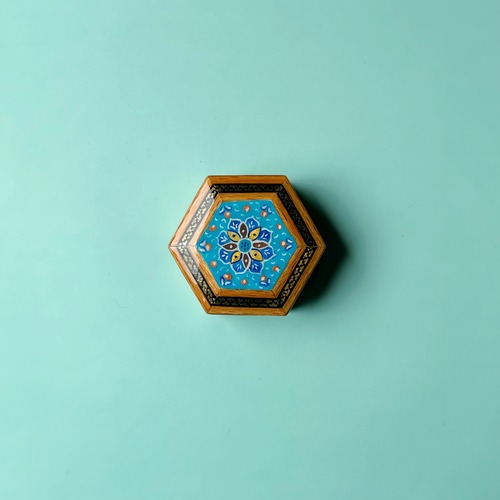 象嵌細工（ハータムカーリー）小箱  ミニサイズ  六角形【KHA-231】