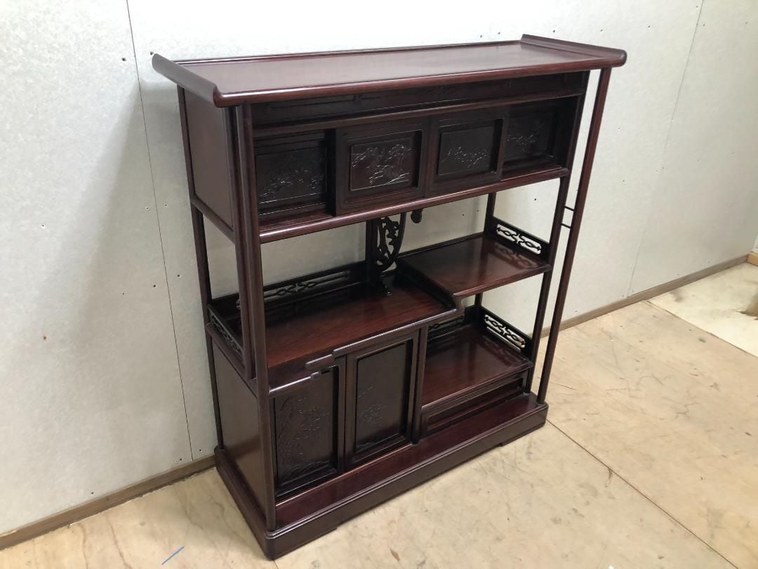 飾り棚 和棚 茶棚 アンティーク 彫刻入り 送料込み 飾り棚 和棚 茶棚 アンティーク 彫刻入り 送料込み 250309-1 | みなと