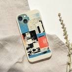 受注生産 iPhoneケース 青と赤の紙片コラージュ｜ZINE風 ZINE021A