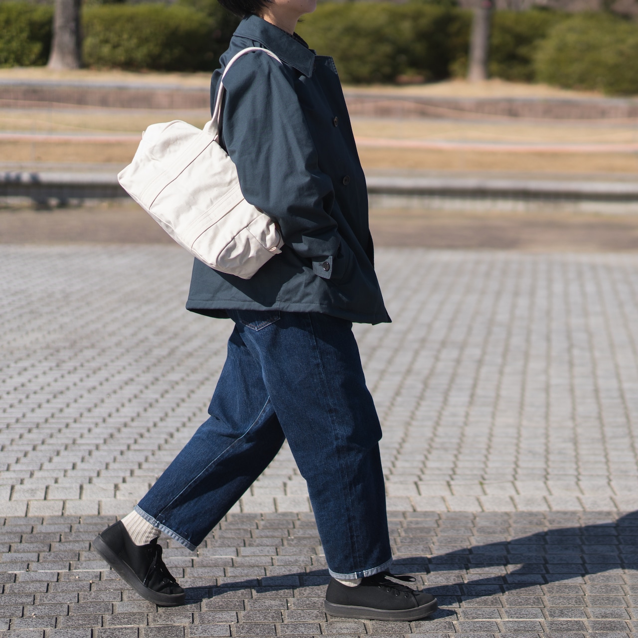 帆布のボストンバッグS 生成り