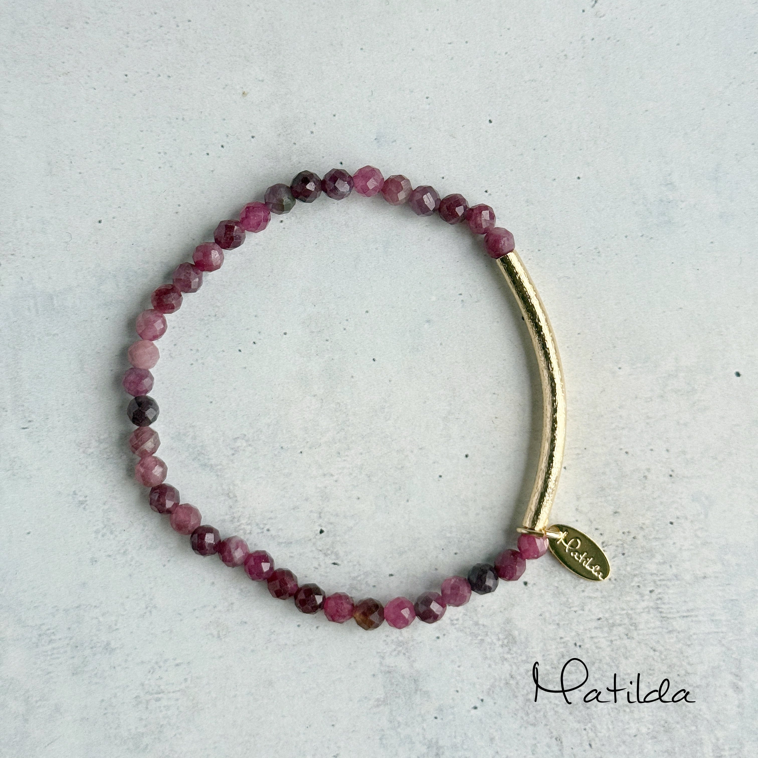 【再販】Tube & stone bracelet(ピンクトルマリン)