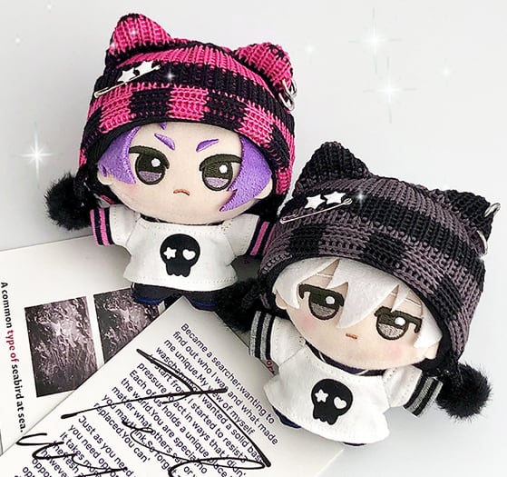 ぬい服　帽子　ねこ22 ぬい服 10cm 猫耳ボーダー帽子 ねこ ネコ ぬいぐるみ服 推し活 パン