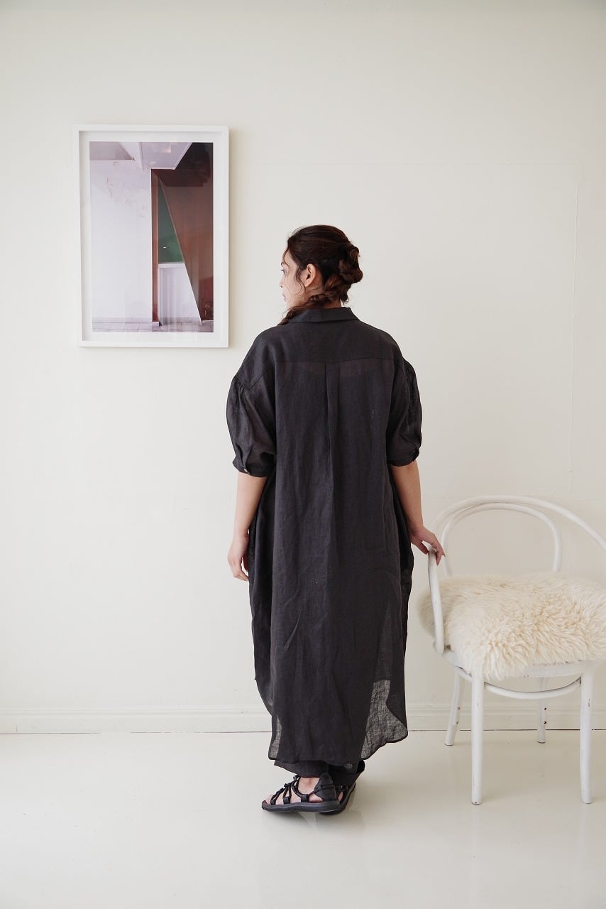 French Linen Open Collar S/S O/P