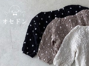 【nunubiel】しわ加工ドットブラウス  black 70~120cm 240216nu