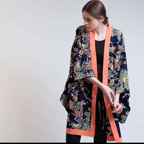 #124 Kimono jacket made from japanese silk kimono
