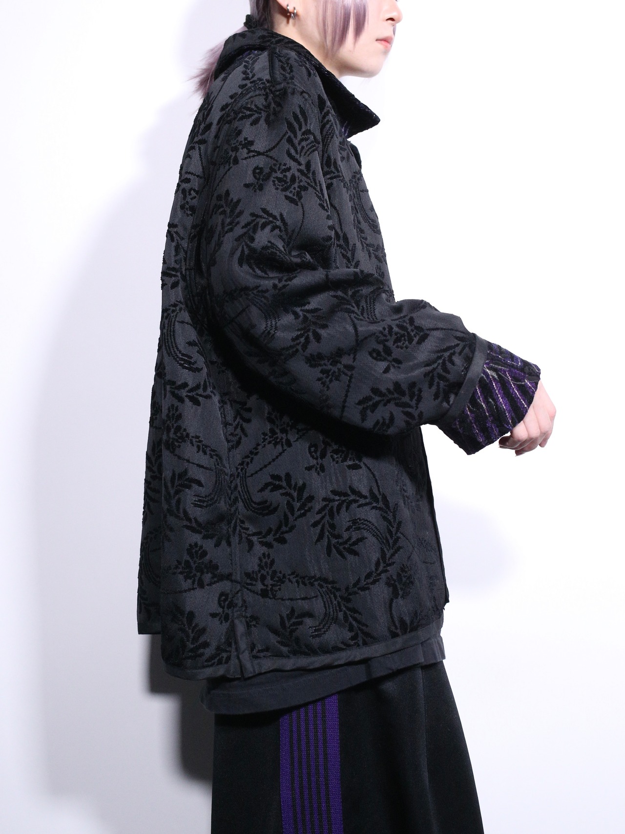 ”幾何学×花” 2way reversible glitter jacquard jacket - 7