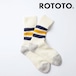 ROTOTO ロトト コースリブ オールドスクール クルーソックス COARSE RIBBED OLDSCHOOL CREW SOCKS R1255 メンズ レディース 靴下 日本製 ラインソックス Navy/Yellow