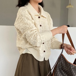 collared button-front cardigan　J00063