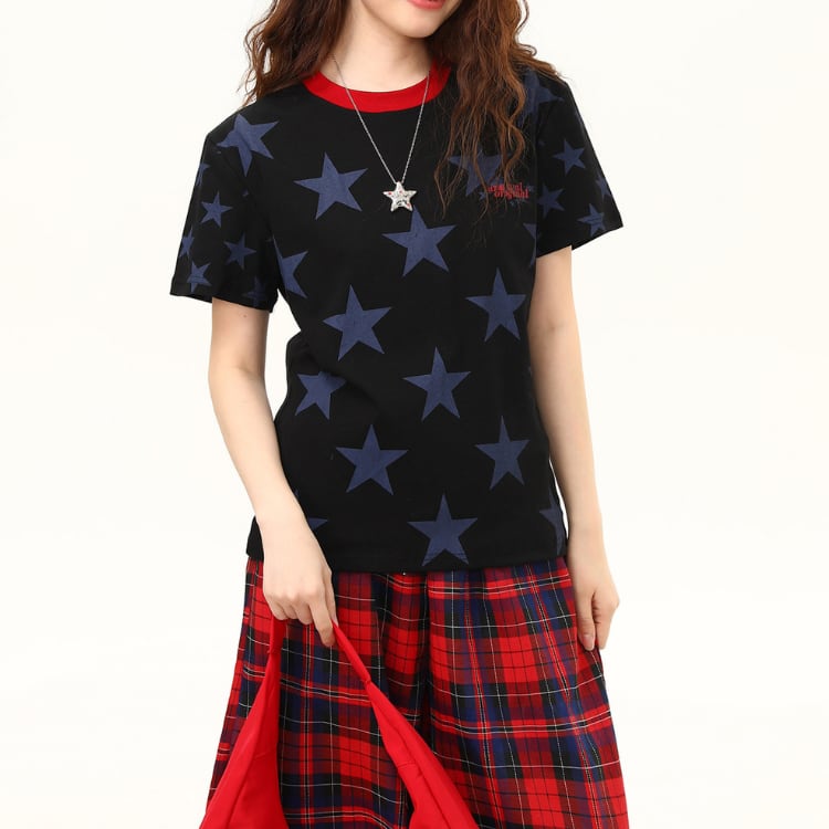 半袖 星柄 レギュラー Tシャツ ◆2col L60061